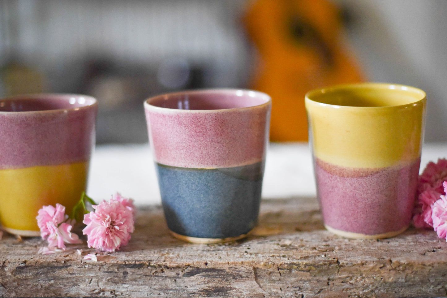 Grand mug rose et bleu