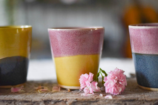 Grand mug rose et jaune