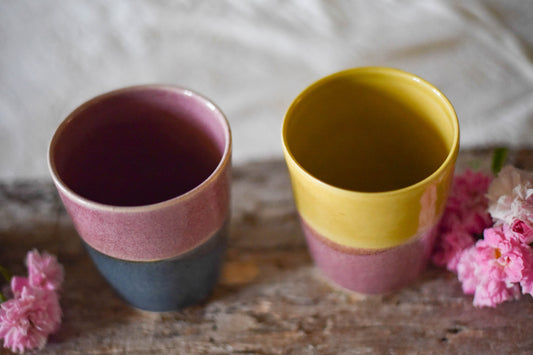 Grand mug rose et bleu