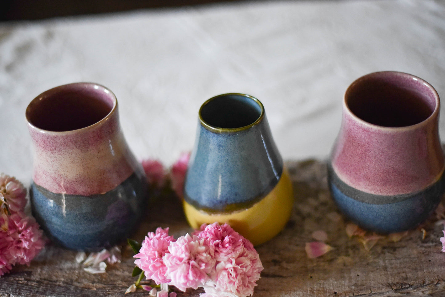 Petit vase Variation – Bleu et Jaune
