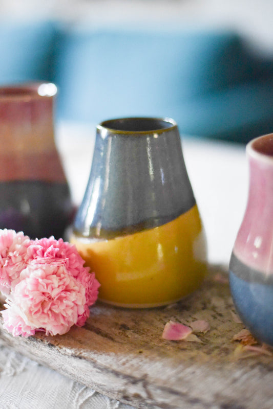 Petit vase Variation – Bleu et Jaune